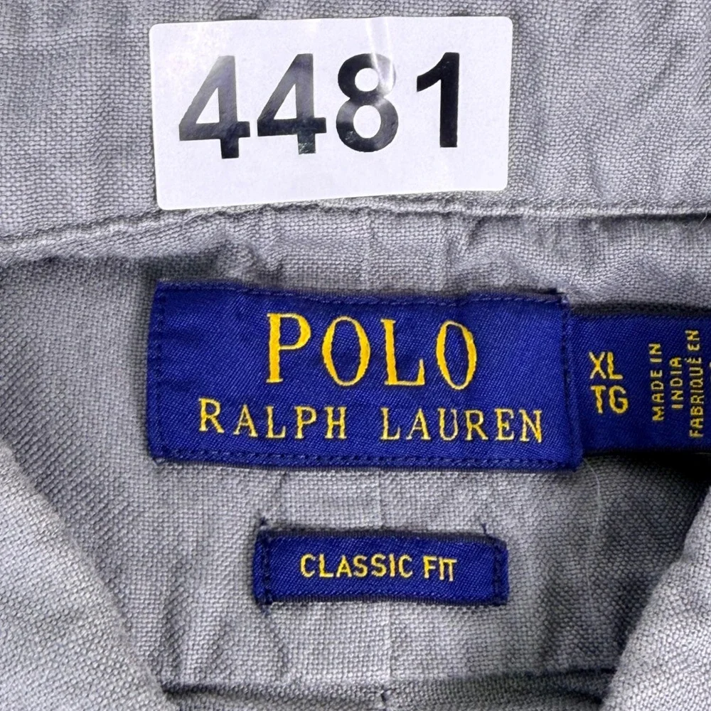 Polo Ralph Lauren Button Down Men XL Grey Classic Fit Cotton Long Sleeve Solid